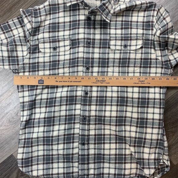 Jachs Men's Gray Plaid Flannel Button-Up Shirt Size L Long Sleeve - Picture 6 of 8